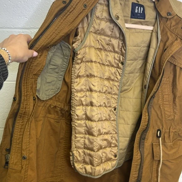 GAP Brown Utility Parka with Hood and Drawstring Waist - Picture 7 of 8